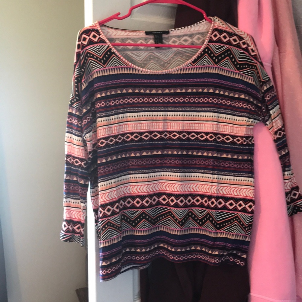Forever 21 3/4th sleeve tribal top